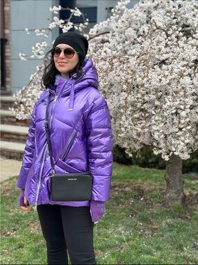 Purple Hooded Puffer Jacket